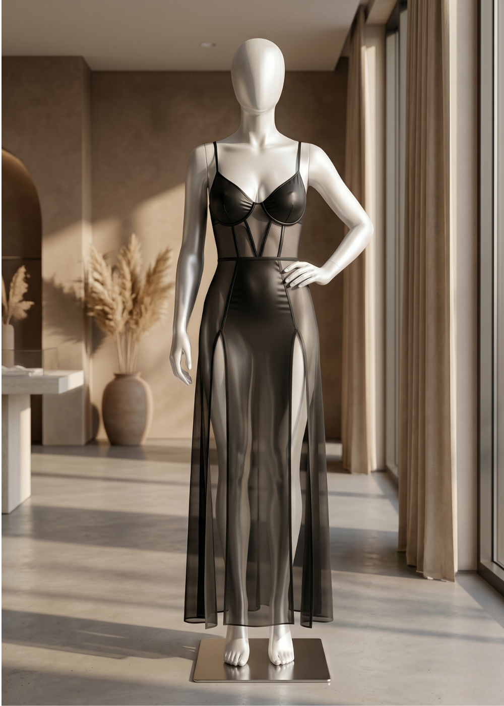 Midnight Veil Sheer Maxi Dress