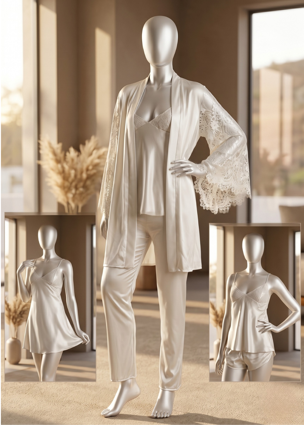 5-piece Satin Luxury Sleepwear Set