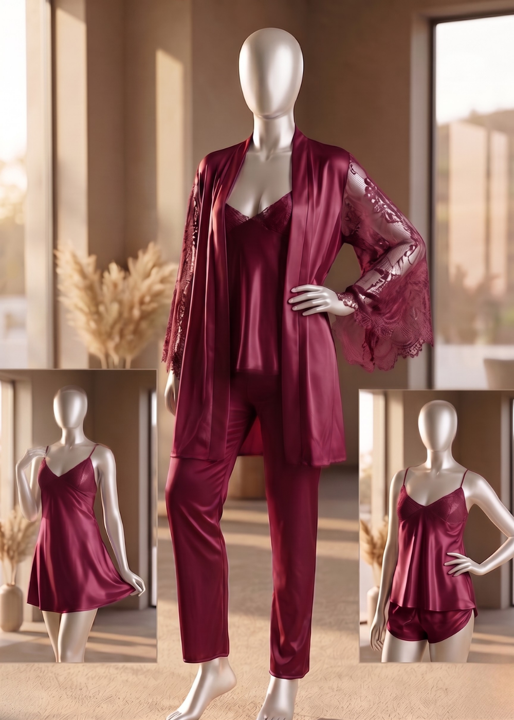 5-piece Satin Luxury Sleepwear Set