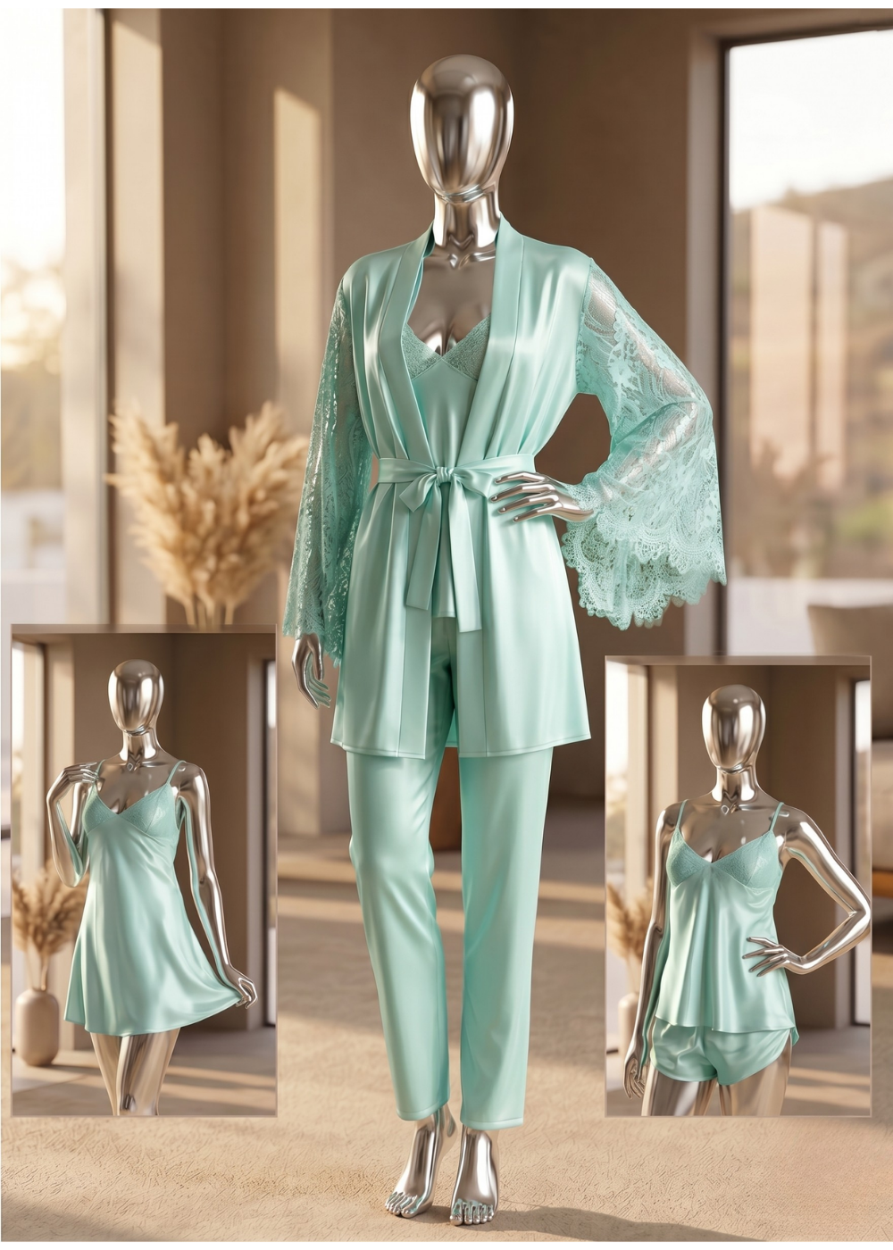5-piece Satin Luxury Sleepwear Set