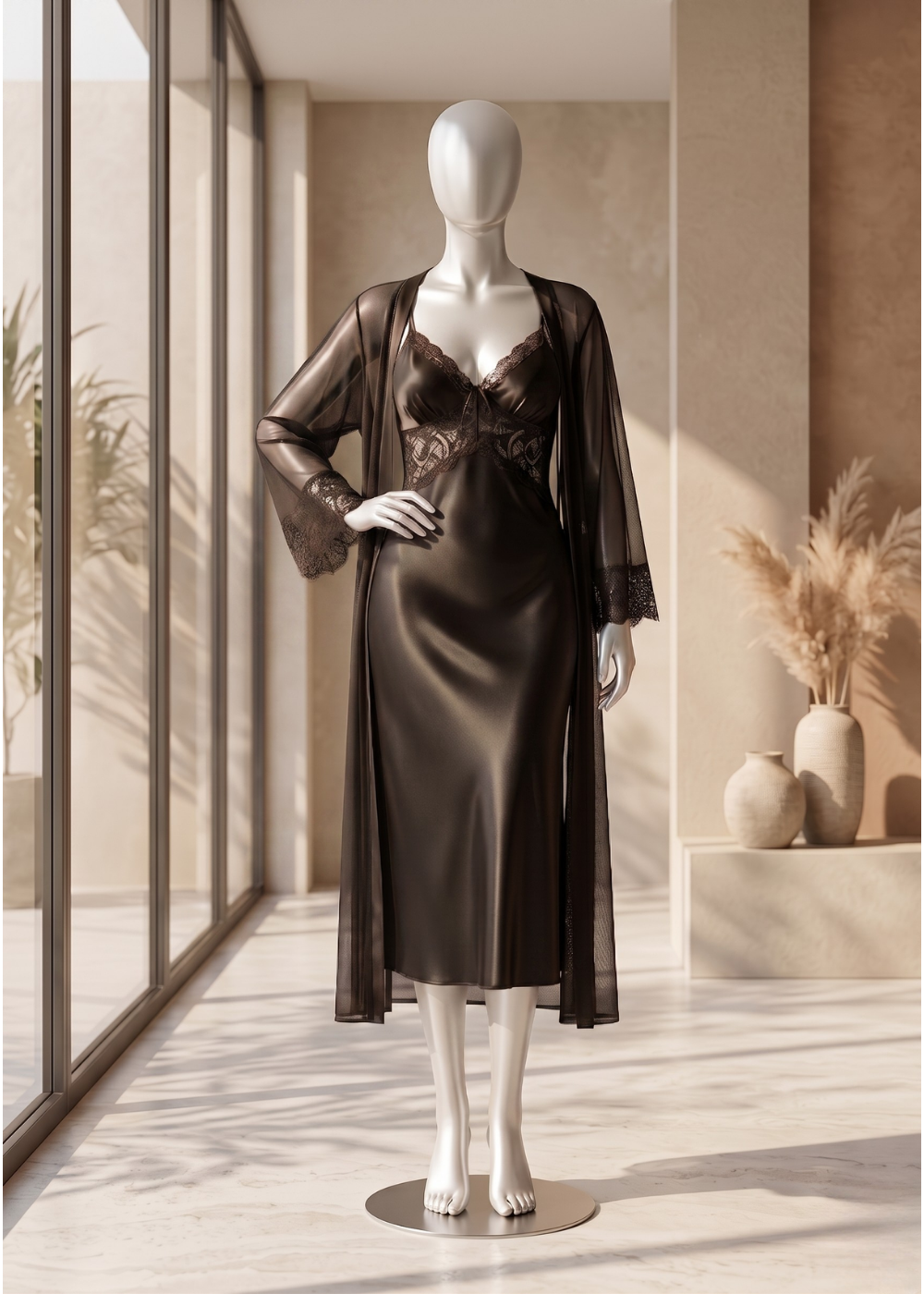 Noir Satin Grace Set