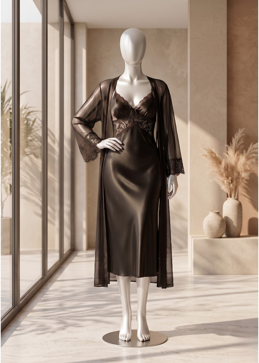 Noir Satin Grace Set