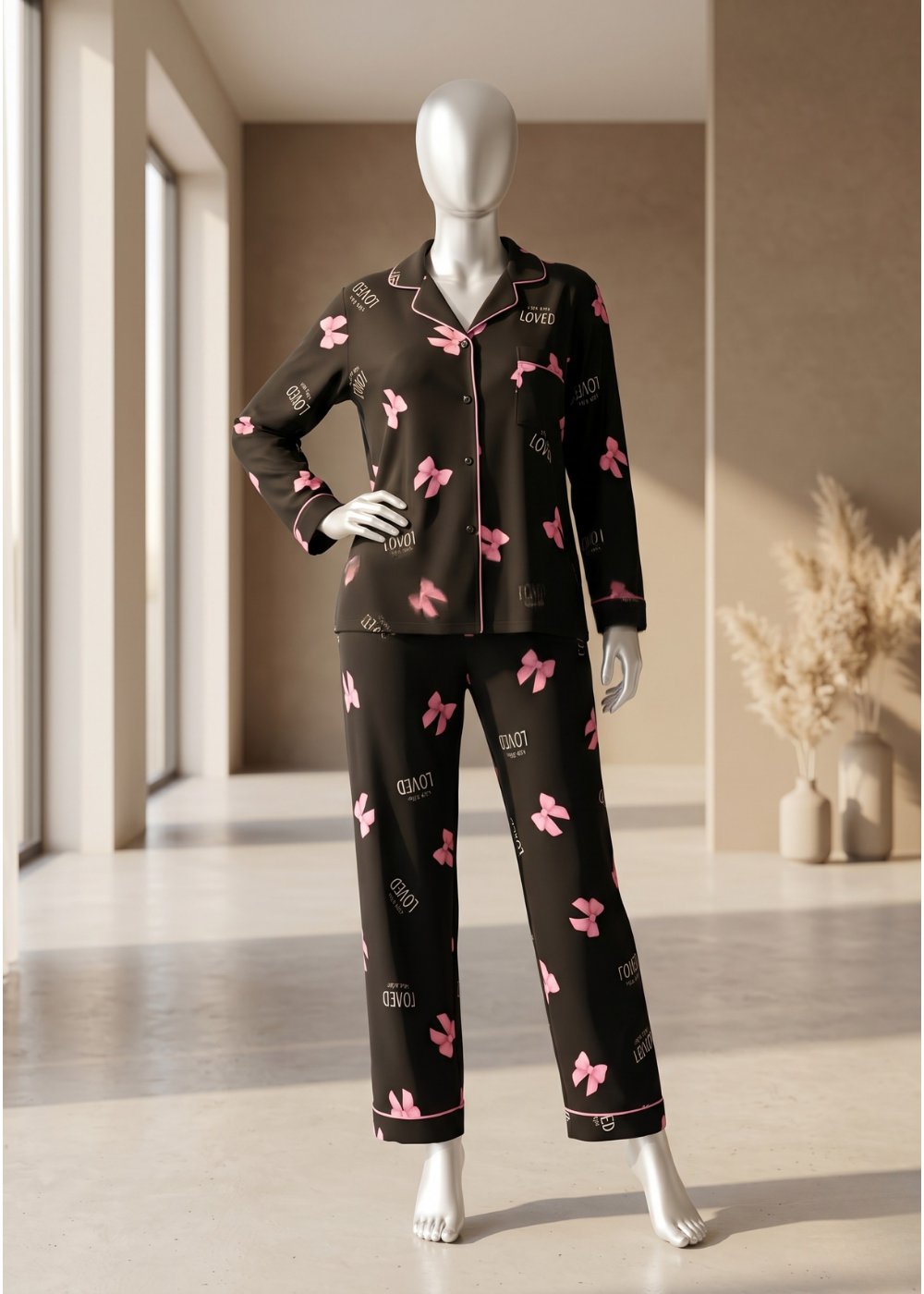 2-piece Midnight Bow Pajama Set