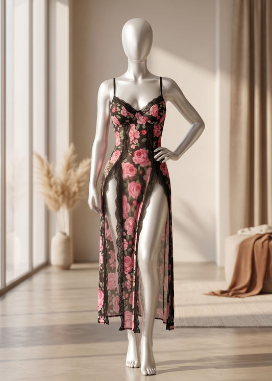 Rose Noir Sheer Night Dres