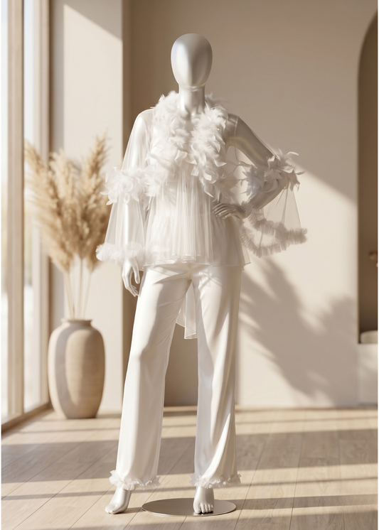 4-piece Ivory Feather Luxe Lounge Set