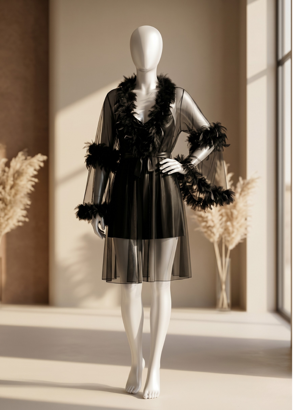 2-piece Midnight Feather Babydoll Set