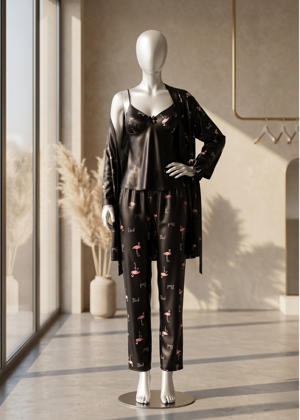 5-piece Flamingo Satin Lounge Set