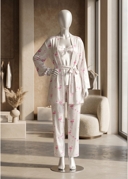 5-piece Flamingo Satin Lounge Set