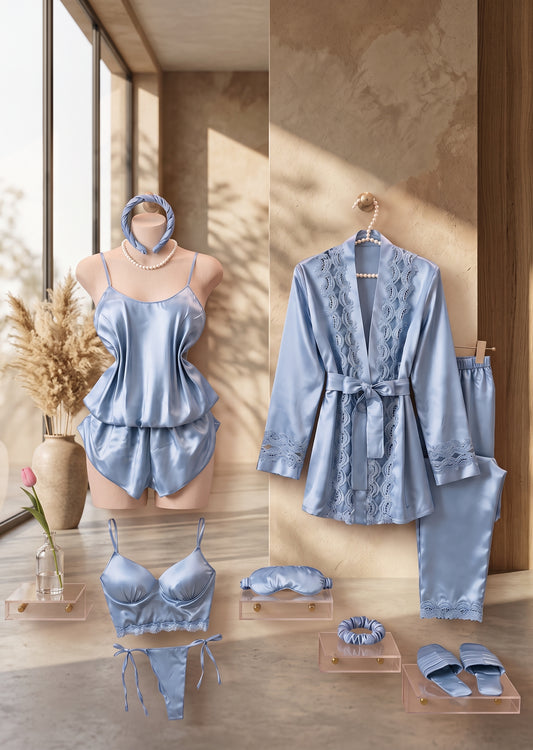 10 piece Satin Sleepwear Set
