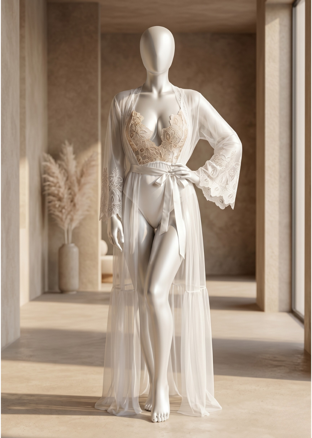 2-piece Ivory Enchant Lace Robe Set