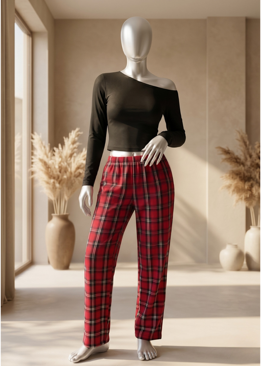 Casual Plaid Cotton Pajama Set