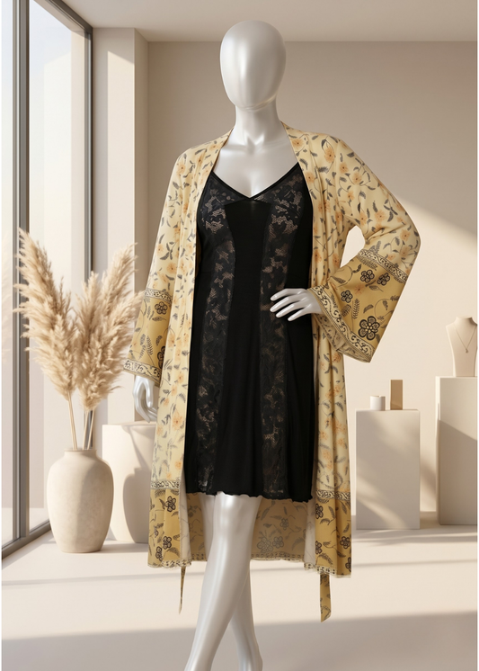 Feminine Lace Nightgown with Elegant Robe