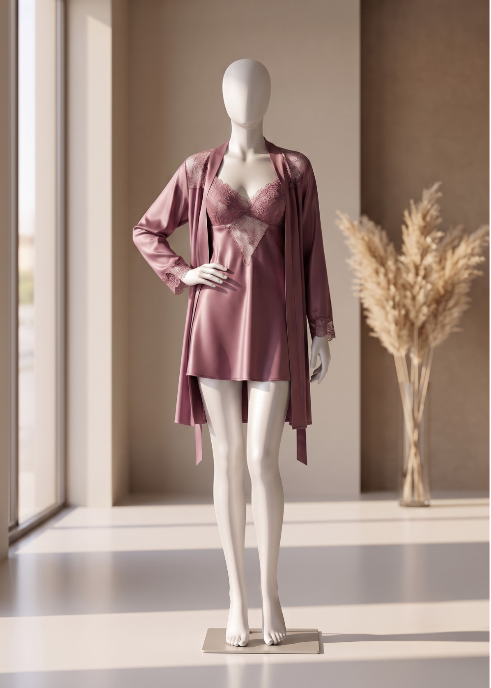 2 piece Serenity Satin Robe Set