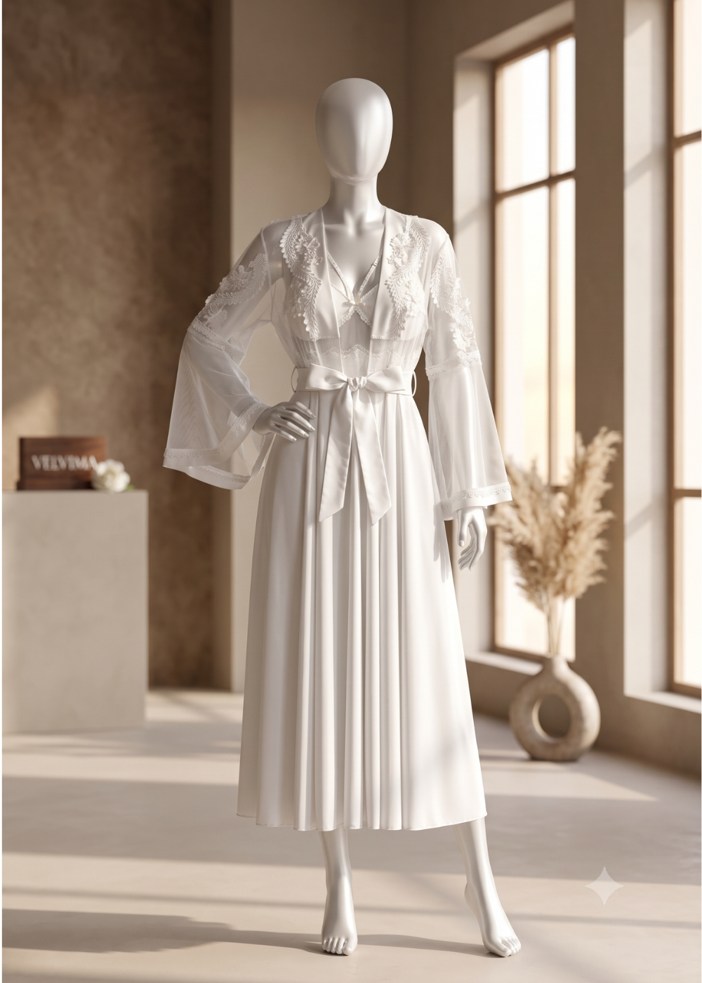 2 piece Ivory Grace Bridal Robe Set