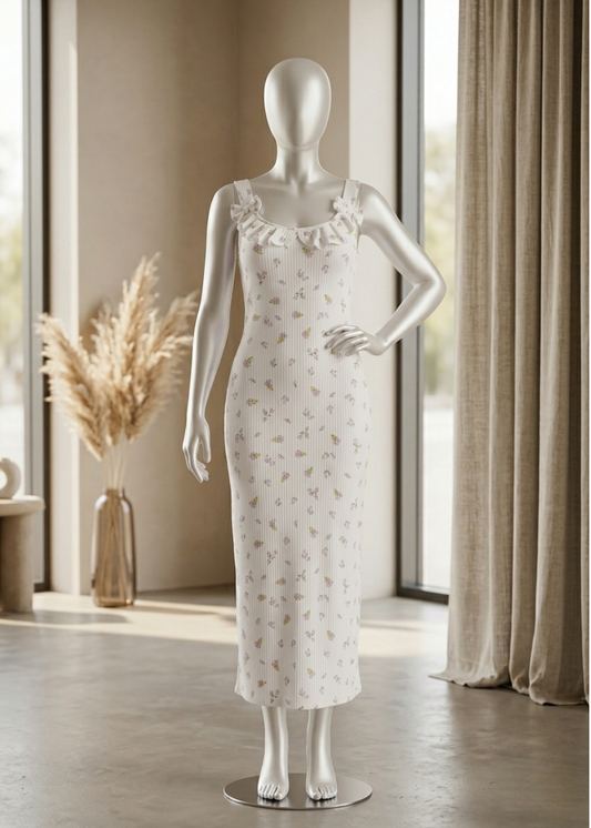 Soft Bloom Ribbed Lounge Dress